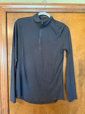 Women's Black Quarter-Zip Long Sleeve Top